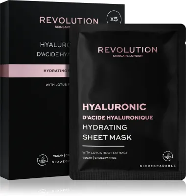 Revolution Skincare Hyaluronic Acid - Набор тканевых масок для лица с интенсивным увлажнением, 5 шт