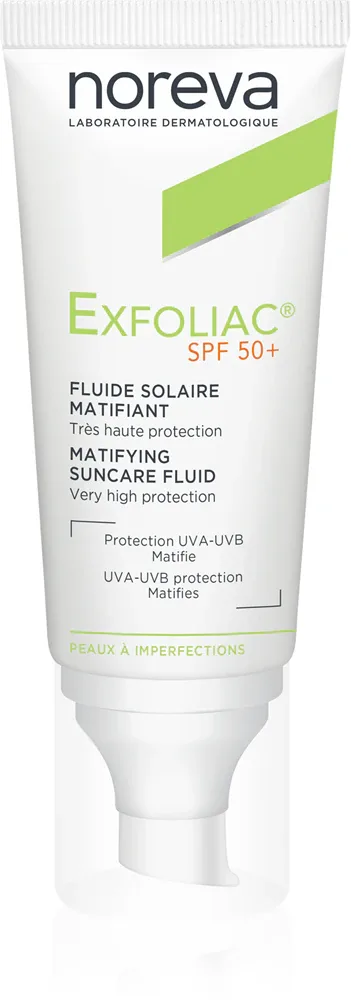 Noreva Exfoliac Mattifying Suncare Fluid SPF 50+ - Защитный матирующий флюид для лица SPF 50+, 40 мл