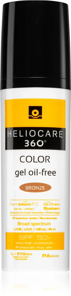 Heliocare 360 Color Gel Oil-Free - Тонирующий защитный гель SPF 50+, 50 мл, оттенок Bronze