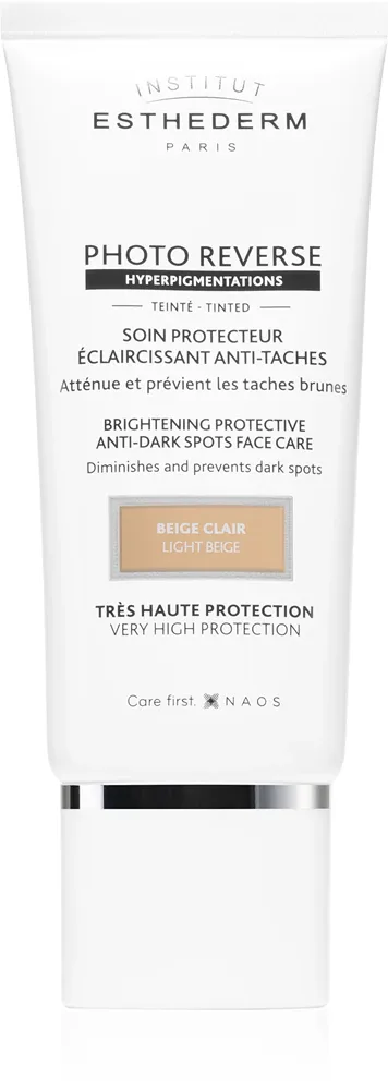 Institut Esthederm Photo Reverse Protective Anti-Dark Spots Tinted Face Care - Охранный крем тонирующий против пигментных пятен с высокой защитой от УФ-лучей, 50 мл, оттенок Light Beige