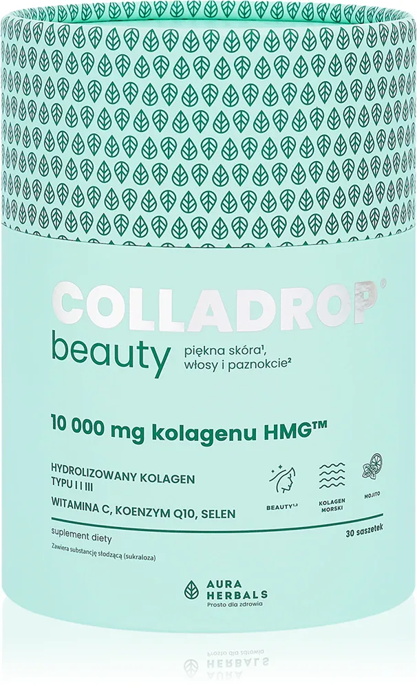 Добавка к пище Aura Herbals Colladrop Beauty collagen HMG 10 000 mg в порошке, с морским коллагеном, 30 шт вкус mohito