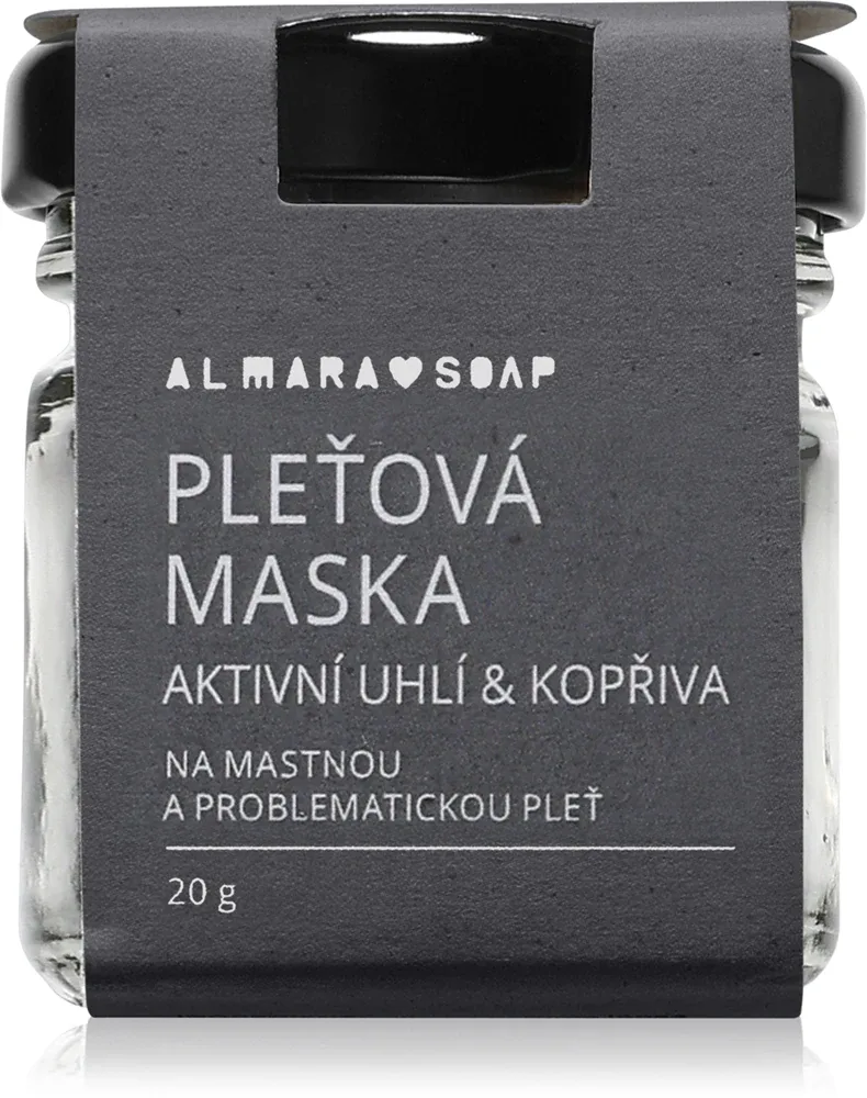 Almara Soap Face Active Charcoal & Nettle - Крем для лица для жирной и проблемной кожи, 20 г