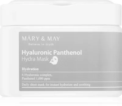 MARY & MAY Hyaluronic Panthenol Hydra Mask - Набор тканевых масок для лица с интенсивным увлажнением, 30 шт