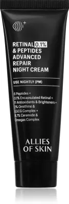 Allies of Skin 0.1% Retinal & Peptides Advanced Repair Night Cream - Восстанавливающий ночной крем, 20 мл