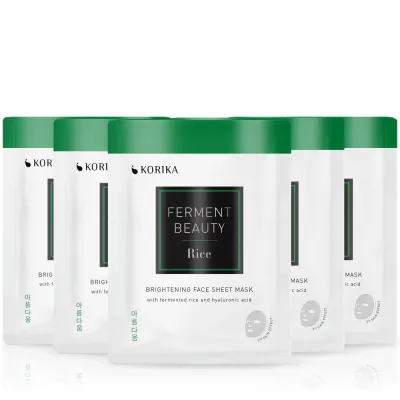 KORIKA FermentBeauty Set of 5 Brightening Face Sheet Masks with Fermented Rice and Hyaluronic Acid - Набор масок для лица по сниженной цене
