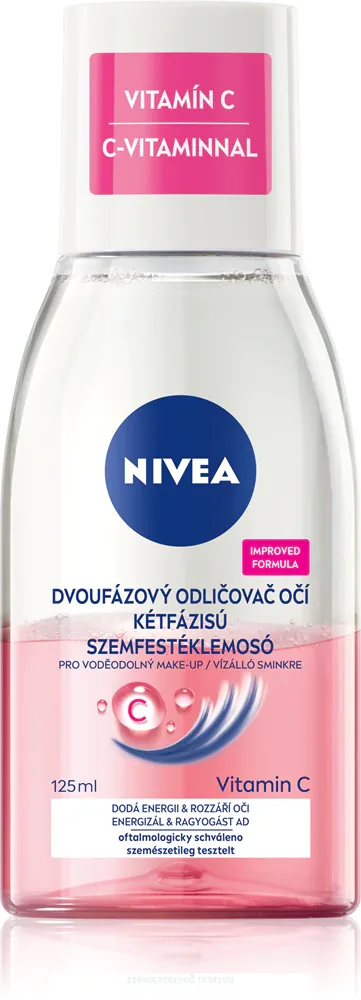 Средство для снятия макияжа NIVEA Face Cleansing двухфазное, для глаз и лица, снимает водостойкий макияж, 125 мл