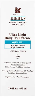 Kiehl's Dermatologist Solutions Ultra Light Daily UV Defense Aqua Gel SPF 50 PA++++ - Ультралегкий защитный флюид для всех типов кожи, включая чувствительную
