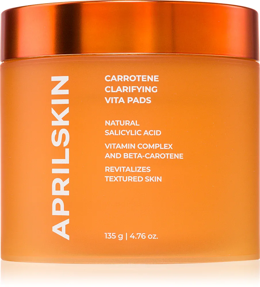 APRILSKIN Carrotene Clarifying Vita Pads - Крем для лица - очищающие лепестки для жирной кожи с предрасположенностью к акне, 60 шт