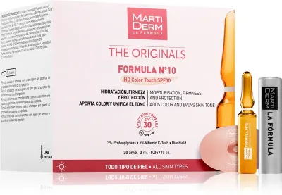 Сыворотка для лица MartiDerm The Originals Formula Nº10 HD Color Touch в ампулах, увлажняющая, 30 шт. по 2 мл, SPF 30 30 мл