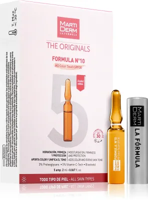 Сыворотка для лица MartiDerm The Originals Formula Nº10 HD Color Touch в ампулах, увлажняющая, 30 шт. по 2 мл, SPF 30 5 мл