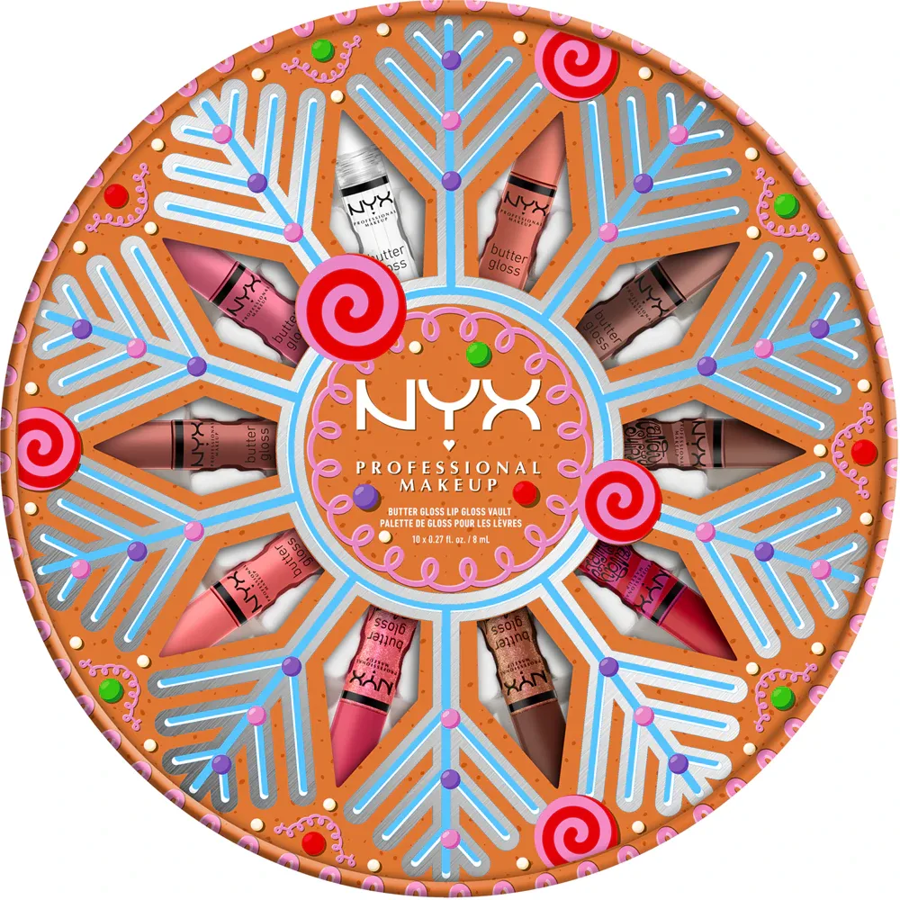 NYX Professional Makeup Gingerbaddie Land Butter Gloss - Подарочный набор для губ, 10 шт