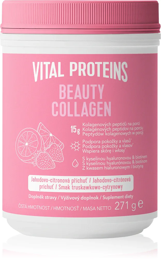 Vital Proteins Beauty Collagen - Коллаген в порошке Beauty Collagen, с гиалуроновой кислотой и биотином, 271 г smak Strawberry-Lemon, 271 г