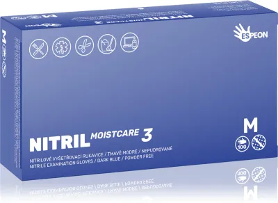 Перчатки нитриловые Espeon Nitril Moistcare3 Dark Blue одноразовые, с витамином E и глицерином, 2 × 50 шт