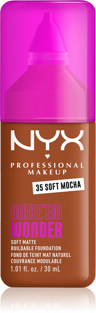 NYX Professional Makeup Make ‘Em Wonder - Легкий матирующий тональный крем, 30 мл, оттенок 35 Soft Mocha