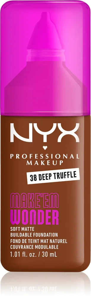 NYX Professional Makeup Make ‘Em Wonder - Легкий матирующий тональный крем, 30 мл, оттенок 38 Deep Truffle