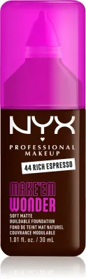 NYX Professional Makeup Make ‘Em Wonder - Легкий матирующий тональный крем, 30 мл, оттенок 44 Rich Espresso