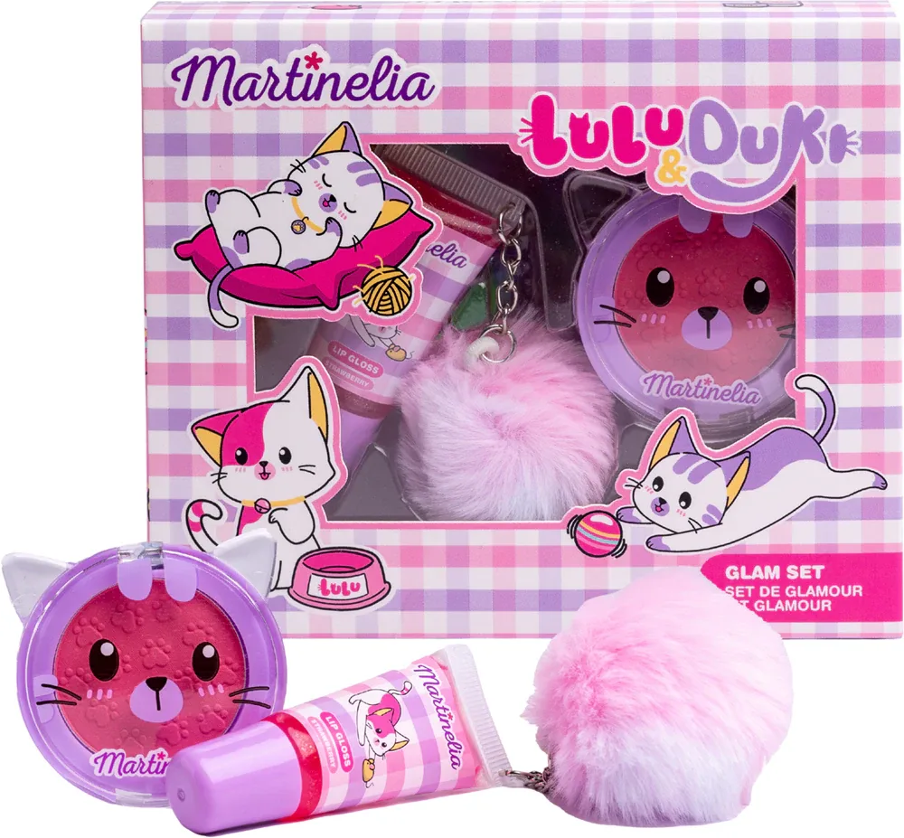 Набор детской косметики Martinelia Lulu Duki Glam Set, блеск для губ, румяна и брелок, 1 шт