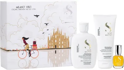 Alfaparf Milano Semi di Lino Diamond Holiday Kit - Набор для придания блеска и мягкости волосам, 3 шт