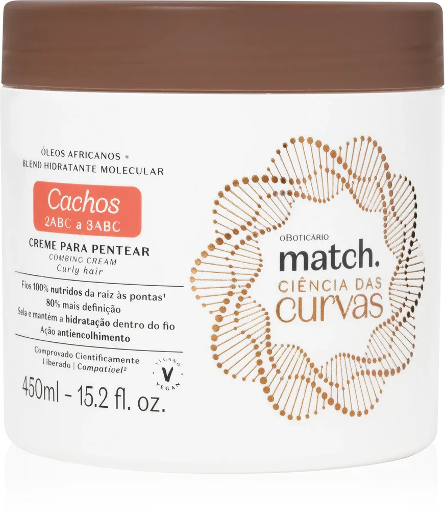oBoticário Match. Science of Curves - Бальзам для волос: уход без смывания для легкого расчесывания волос, 450 мл