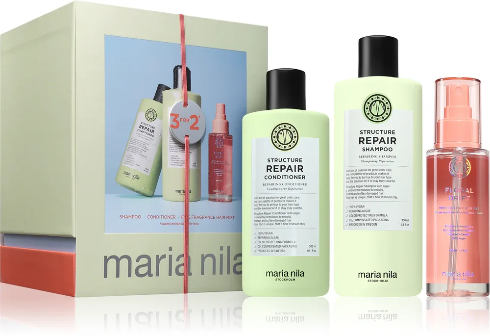 Maria Nila Structure Repair Holiday Box - Подарочный набор для сухих и поврежденных волос, 3 шт