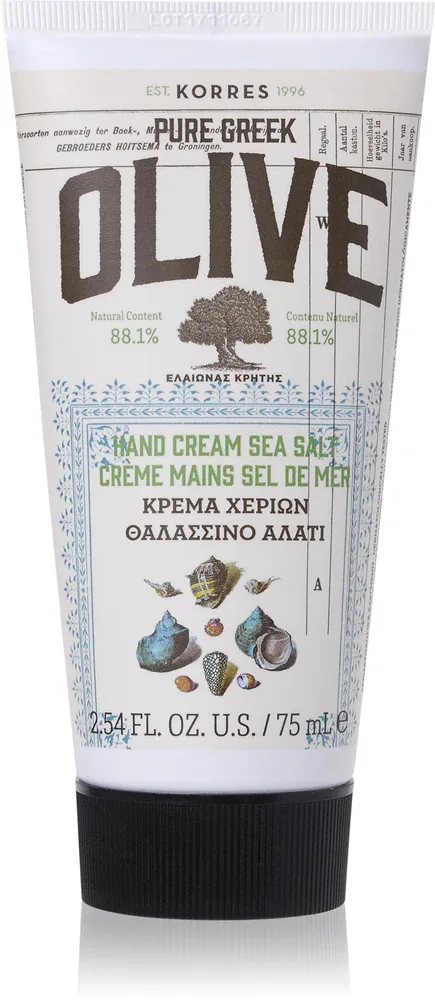 Korres Pure Greek Olive & Sea Salt - Увлажняющий крем для рук с морской солью, 75 мл