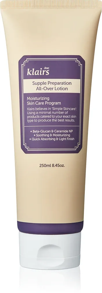 Klairs Supple Preparation All-Over Lotion - Глубоко увлажняющее молочко для тела для сухой кожи, 250 мл