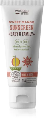 WoodenSpoon Baby & Family Sweet Mango - Защитное молочко для загара для всей семьи SPF 50, 100 мл