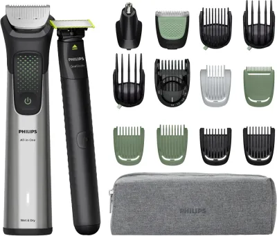 Триммер многофункциональный Philips Series 9000 MG9535/15 с насадкой OneBlade, для бороды, волос и тела, 1 шт + Philips One Blade Face