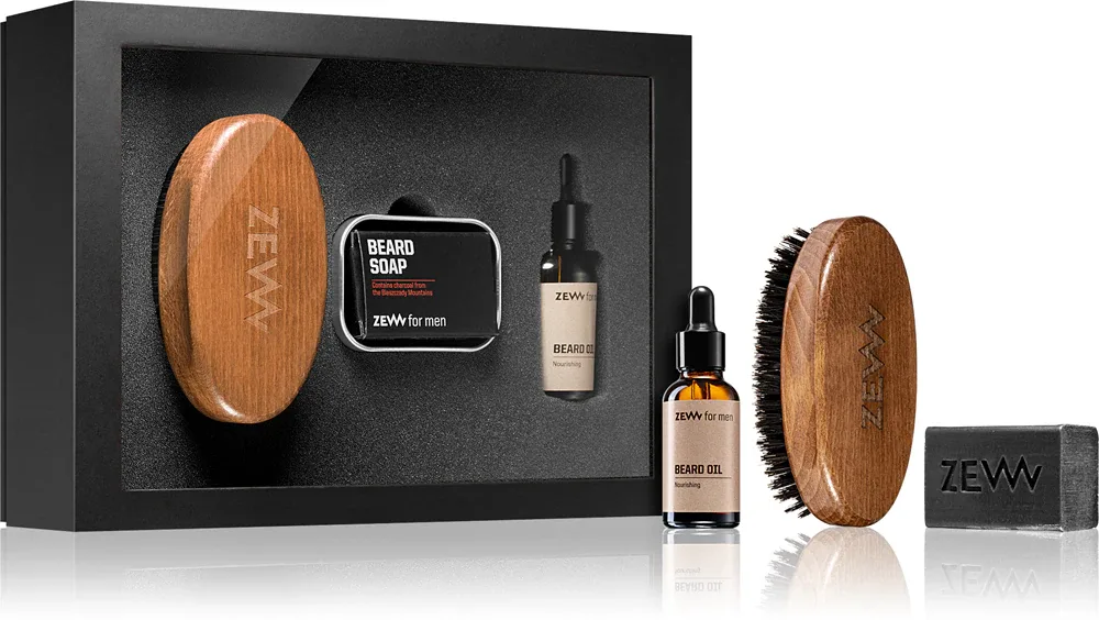 Набор для бороды Zew For Men The Simple Lumberjack Set щётка, мыло и питательное масло, подарочный