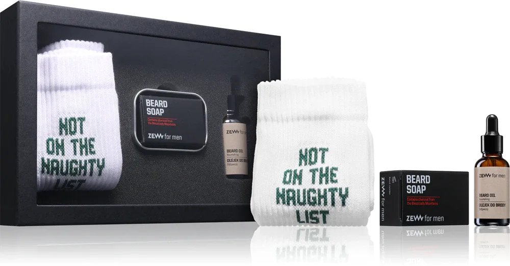 Подарочный набор для бороды Zew For Men Not Naughty Lumberjack Set мыло, увлажняющее масло и носки