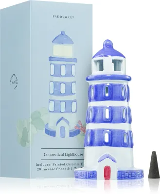 Набор с благовониями Paddywax Painted Ceramic House Connecticut Lighthouse, с керамическим домиком, подарочный, 1 шт