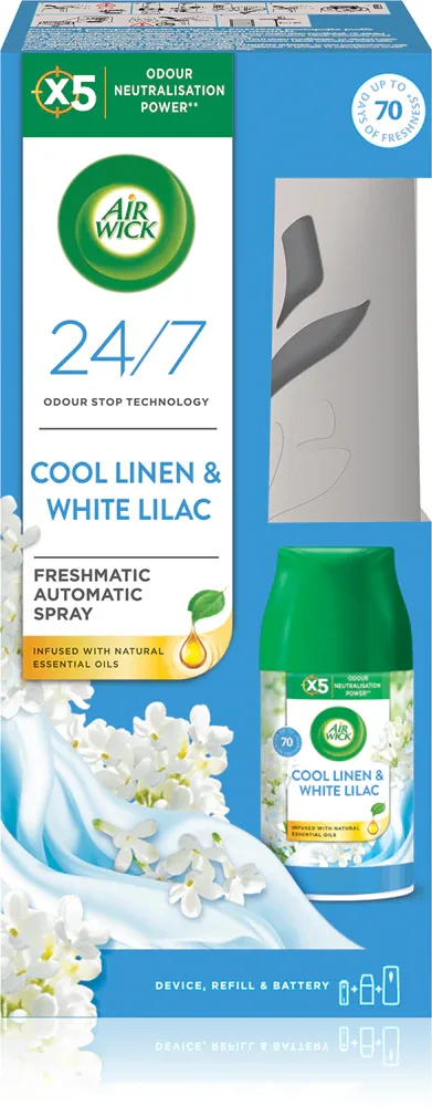 Освежитель воздуха Air Wick Freshmatic Cool Linen White Lilac свежий, чистый, 250 мл
