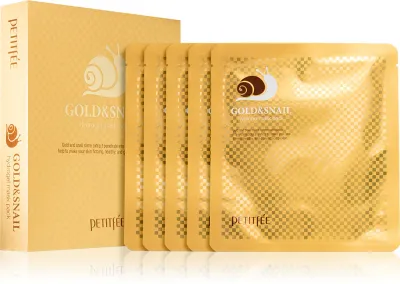 Petitfée Gold & Snail - Тканевая маска для лица Petitfee Gold Snail с золотом и муцином улитки, увлажняющая, 5× 30 г, 5 г