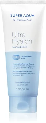 Missha Super Aqua 10 Hyaluronic Acid - Увлажняющая очищающая пена, 200 мл