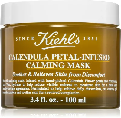 Kiehl's Calendula Petal-Infused Calming Mask - Увлажняющая маска для лица для всех типов кожи, 100 мл