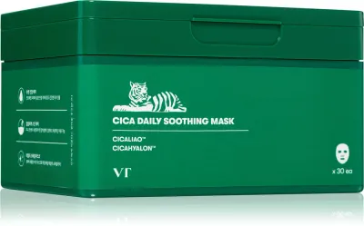 VT Cosmetics Cica Daily Soothing Mask - Интенсивно увлажняющая маска для лица с успокаивающим действием duże opakowanie, 30 шт