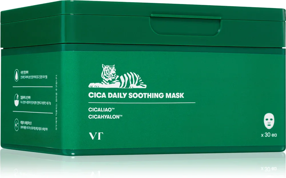 VT Cosmetics Cica Daily Soothing Mask - Интенсивно увлажняющая маска для лица с успокаивающим действием duże opakowanie, 30 шт