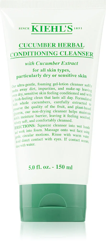 Kiehl's Cucumber Conditioning Cleanser - Нежный очищающий эмульсия для всех типов кожи, включая чувствительную, 150 мл