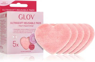 Диски для снятия макияжа GLOV Heart-Shaped Ultrasoft многоразовые, в форме сердца, 5 шт