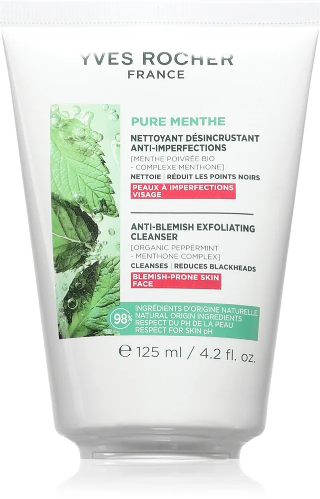 Yves Rocher Pure Menthe - Нежный очищающий гель с эффектом пилинга, 125 мл