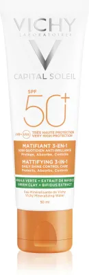 Vichy Capital Soleil Mattifying 3-in-1 - Матирующий солнцезащитный крем для лица SPF 50+, 50 мл