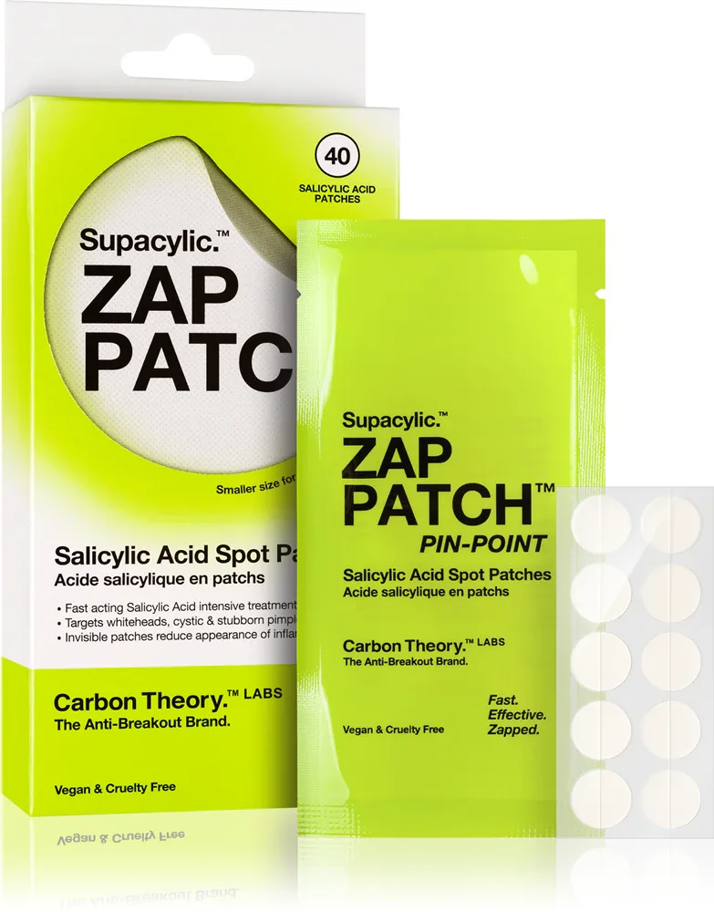 Патчи против акне Carbon Theory Zap Patch Pin Point с салициловой кислотой, для проблемной кожи, 40 шт