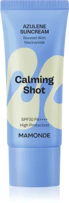MAMONDE Calming Shot Azulene Suncream - Защитный крем для лица с успокаивающим действием SPF 50+, 35 мл
