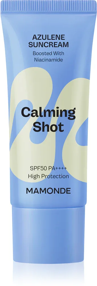 MAMONDE Calming Shot Azulene Suncream - Защитный крем для лица с успокаивающим действием SPF 50+, 35 мл