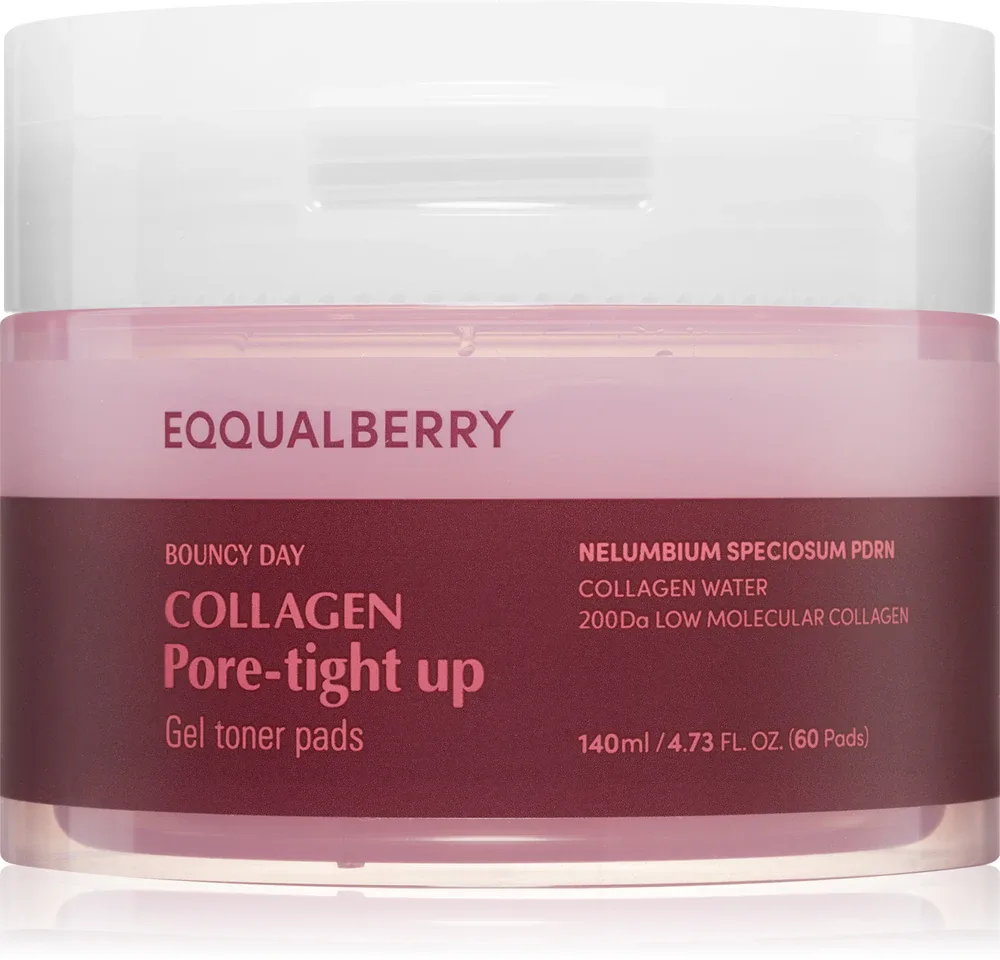 Диски для лица EQQUALBERRY Collagen Pore-Tight Up Gel Toner Pads тонизирующие, с коллагеном, 60 шт