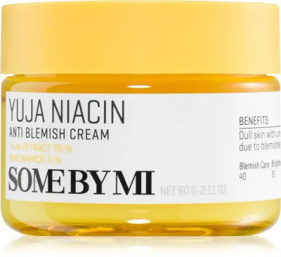 Some By Mi Yuja Niacin Anti Blemish Cream - Увлажняющий и осветляющий крем для лица для кожи с пигментными пятнами, 60 г