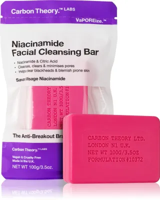 Мыло для умывания Carbon Theory Facial Cleansing Bar Niacinamide с ниацинамидом, для очищения кожи лица, 100 г Pink
