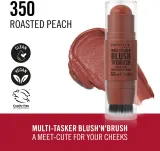 Rimmel Multi-Tasker Blush'N'brush - Румяна для щек в стике с кисточкой, 8 г, оттенок 350 Roasted Peach — фото 2