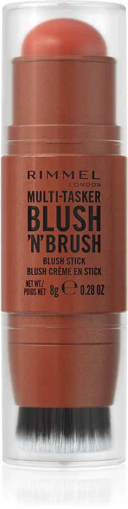 Rimmel Multi-Tasker Blush'N'brush - Румяна для щек в стике с кисточкой, 8 г, оттенок 300 Nearly Suede