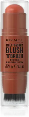 Rimmel Multi-Tasker Blush'N'brush - Румяна для щек в стике с кисточкой, 8 г, оттенок 300 Nearly Suede